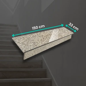 Granittrappsteg G682 – Trappsteg + Sättsteg 150x33x2 / 150x15x2 Polerad
