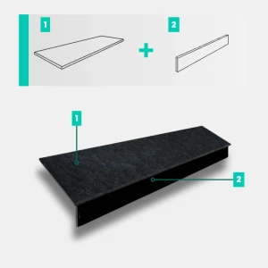 Zestaw Stopnica - Stopień + Podstopień Bazaltowy G690 Bazalt Black 150x33x2 / 150x15x2