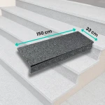 Granitset G654 Dark Grey New – trappsteg 150x33x3 cm + sättsteg 150x15x2 cm, flammad yta