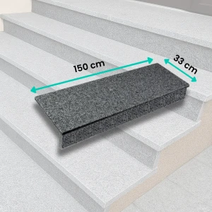 Zestaw Stopnica - Stopień + Podstopień Granitowy Dark Grey New G654 150x33x3 / 150x15x2 Płomieniowany