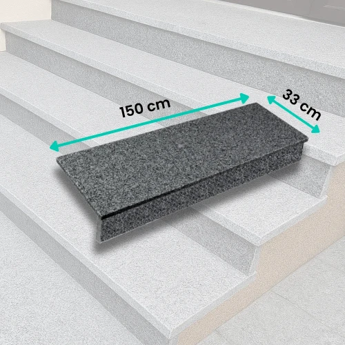 Zestaw Stopnica - Stopień + Podstopień Granitowy Dark Grey New G654 150x33x3 / 150x15x2 Płomieniowany