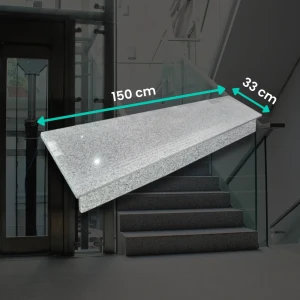 Granitsats för trappa G603 – Trappsteg 150×33×2 + Sättsteg 150×15×2, polerad & räfflad