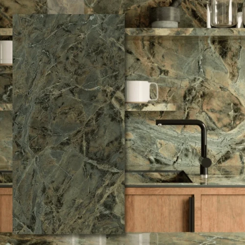 Spiek kwarcowy 12mm The Top Marazzi Verde Borgogna Lux 324x162 cm