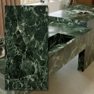 Grande Marazzi Verde Aver Matt — sintrad kvartsplatta 320×160 cm, 6 mm, matt grön marmorlook