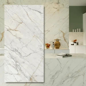 Marazzi The Top Golden White Lux – sinterad kvarts 12 mm, 324x162 cm