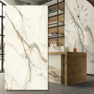 Calacatta Imperiale – sintrad kvartsplatta, polerad 324x162x1,2 cm