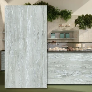 Sintrad kvartsplatta 12 mm The Top Marazzi Verde Cipollino Lux 324x162 cm, paket 5,25 m²