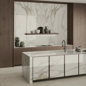 Spiek kwarcowy Calacatta Bernini Natura Vein Polerowany 324x162x2 cm