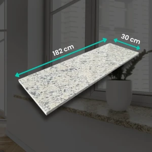 Polerad granitfönsterbänk Icarai 182x30x2 cm - varm grå-beige