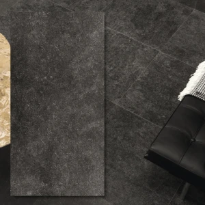 Silk Stone Black Chiffon 120×60 cm, 6 mm – matt svart porslinsklinker