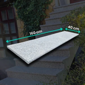 G602 Granittrappsteg, flammad/polerad bullnose 160×40×2 cm