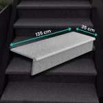 Granittrappset G664, Bullnose – steg 135×35×2 cm + polerad lodrät platta 135×15×2 cm
