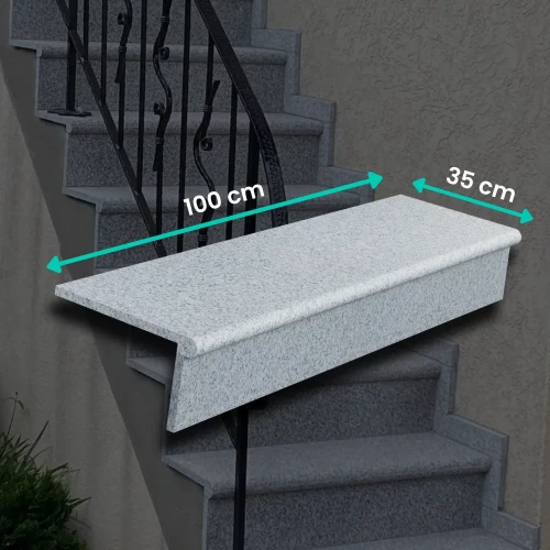 Zestaw Stopnica - Stopień Płomieniowany + Podstopień Granitowy G603 Bullnose 100x35x2 / 100x15x2