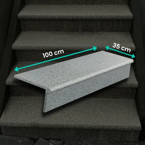 Zestaw Stopnica - Stopień + Podstopień Granitowy Dark Grey G654 NEW Bullnose 100x35x2 / 100x15x2