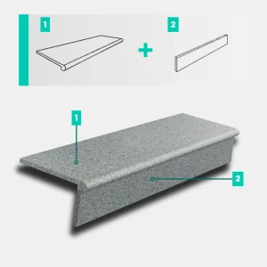 Zestaw Stopnica - Stopień + Podstopień Granitowy Dark Grey G654 NEW Bullnose 100x35x2 / 100x15x2