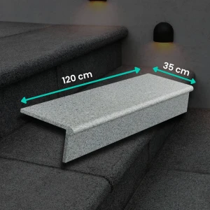 Granittrappset G654 NEW Dark Grey – Trappsteg Bullnose 120x35x2 + Sättsteg Polerat 120x15x2
