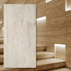 Travertin Bianco Classic 12 mm Vein Cut, spacklad och slipad 61x30,5x1,2 cm