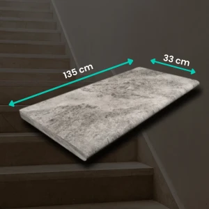 Travertin trappsteg Ash Argent Mix, slipad bullnose 135x33x2 cm