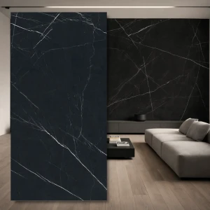 Stone Nero Marquina Matt – sintrad kvarts 12 mm, 320x160 cm