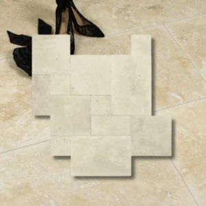 Travertin Light Standard 12 mm, tumlad – French Pattern (romerskt set) 1 set = 0,742 m²