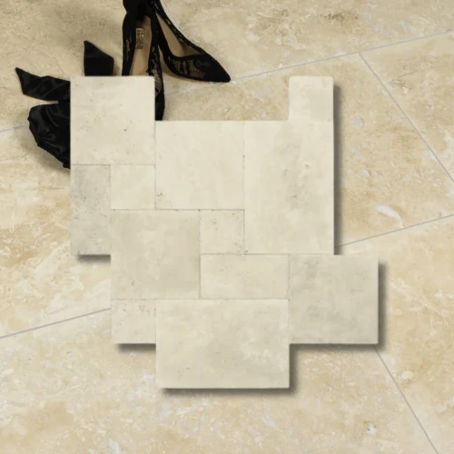 Trawertyn 12mm Light Standard Bębnowany French Pattern 1kpl=0,742m2 | Komplet Rzymski