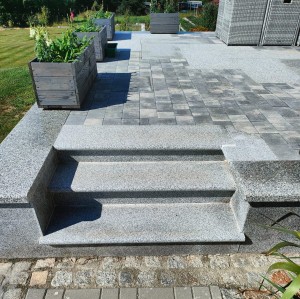Schodek Granitowy Płomieniowany G603 150x35x2+2 stopnica Bullnose