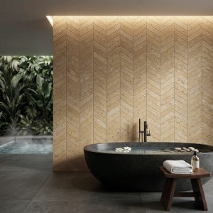Travertin Light Tumlad Chevron 7,5x30,5x1 cm
