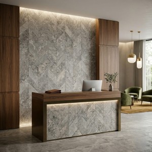 Travertin Silver Tumlad Chevron 7,5x30,5 10 mm
