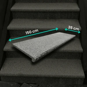 Granit G654 New Dark Grey Trappsteg 150x35x2 cm Flammad Bullnose Trappsteg