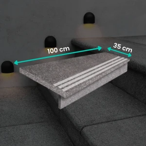 Granitset G664 – Polerat trappsteg och sättsteg med halkremsa 100x35x2 / 100x15x2