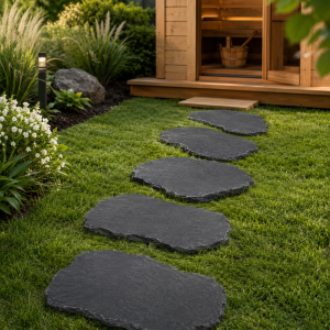 Kadappa Black Limestone - trädgårdsplattor 40x60 cm, 2–4 cm (naturlig t/h)