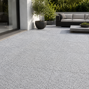 Granitplatta Bianco Sardo G602, flammad 60x60x2 cm, ljusgrå