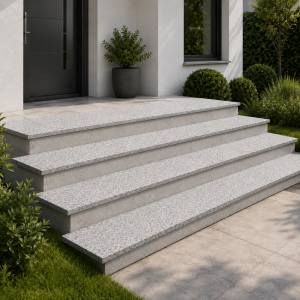 Granitparapet/trappnos Bianco Sardo G602 180x33x2 cm, ljusgrå flammad yta